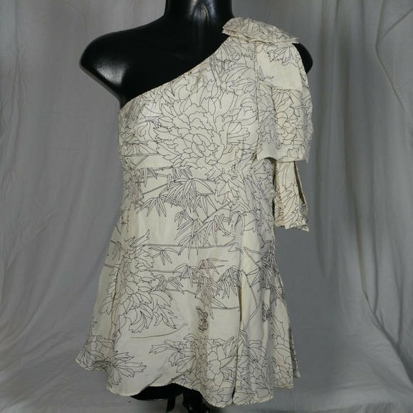 Fumblin foe womens M silk one shoulder tank flower - Picture 1 of 8